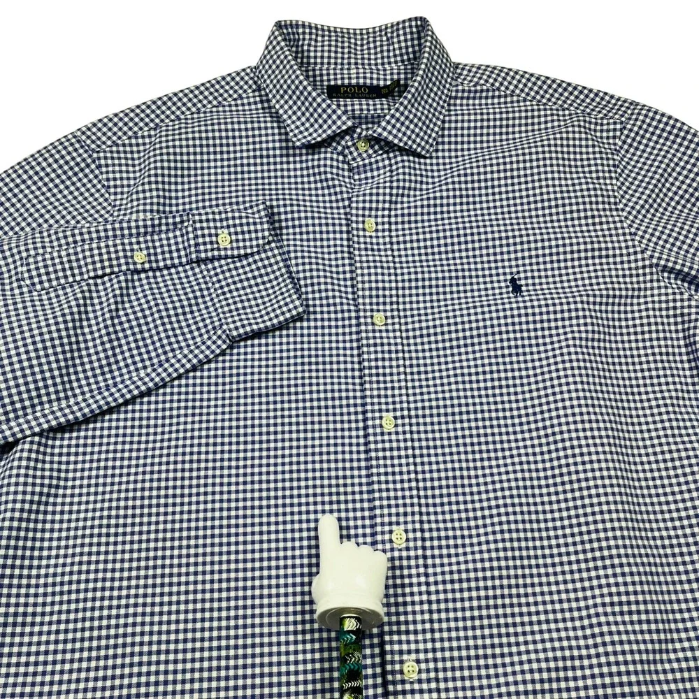 Polo Ralph Lauren Button Down Shirt Mens XXL Purple Gingham Check Preppy *Flaw